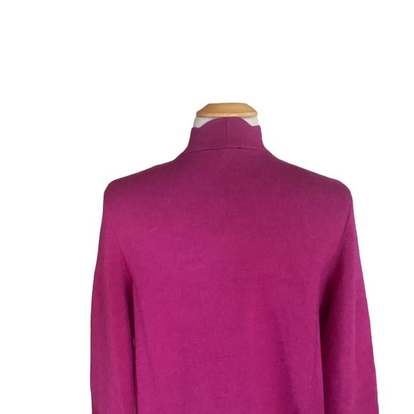 NWT Talbots Merino Wool Cardigan Fuschia Pink Scallop Open Long Barbiecore  -X - Picture 8 of 13